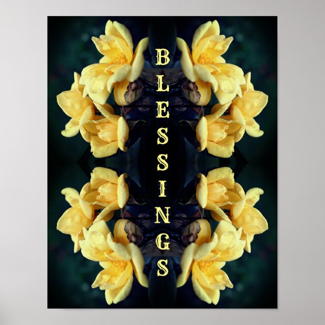 Blessings Gul ros Abstrakt  inspirerande Ord Poster (Framsidan)