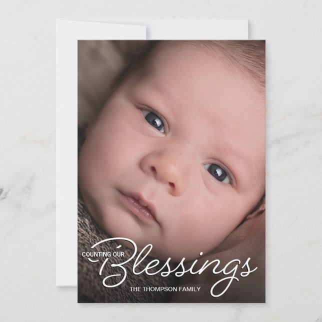 Blessings Jul Baby Photo Birth Notice Meddelande (Framsida)