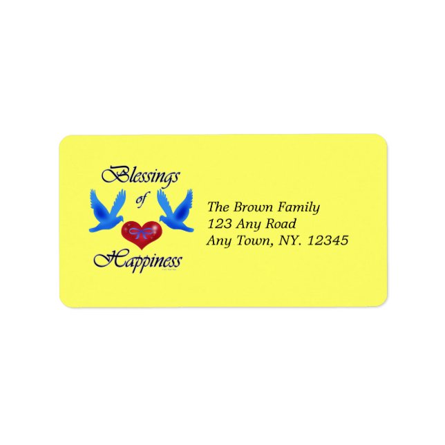"Blessings of Happiness"-etikett Adressetikett (Framsidan)
