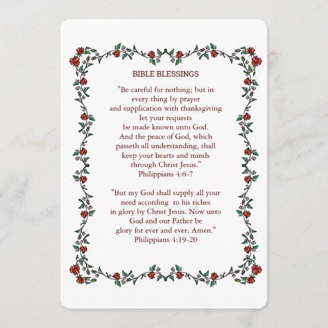 BLESSINGS Philippians 4 Promisskort Tack Kort (Framsida)