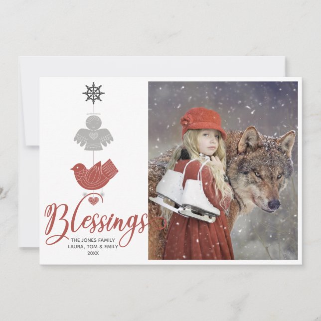 Blessings Scandinavian jul Photo Julkort (Framsida)