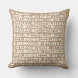 Blessings Typografiska Gift White- och Beige Tones Kudde