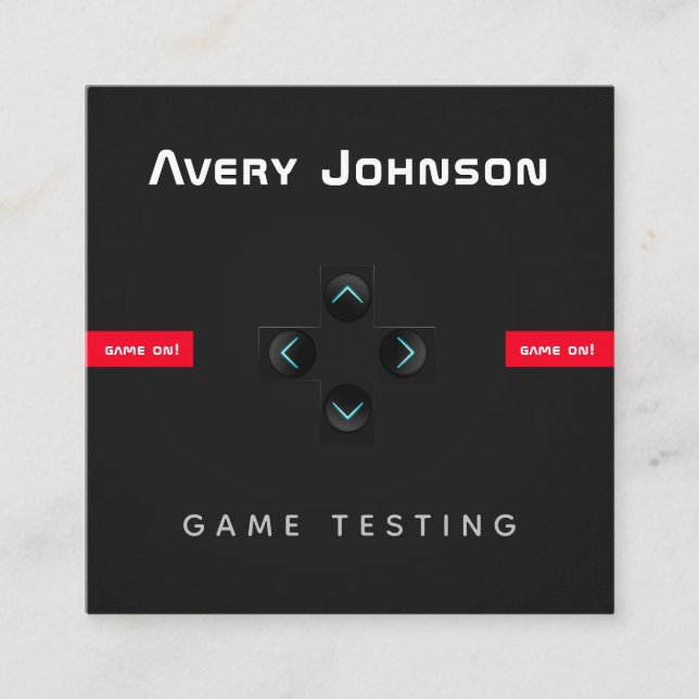 Blet och minimalt svartvitt spel - spel, spel och  fyrkantigt visitkort (Framsida)