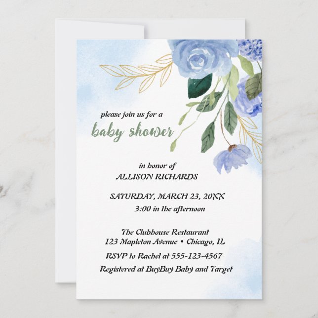 bleu cartes postales inbjudningar (Framsida)