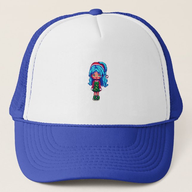 Bleu hår flicka hatt  keps (Framsida)