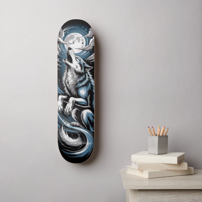 Bleu Wolf Skateboard design (Väggkonst)
