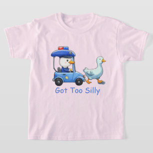 Blev för dum Rolig Gås Polis Humor T Shirt