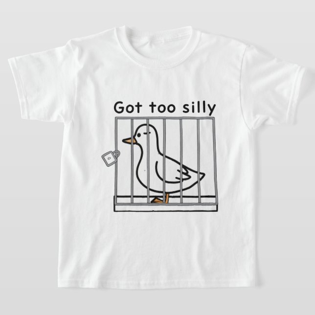 Blev för dumt Distressed anka i bur Humor T Shirt (Laydown)