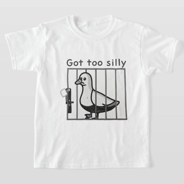 Blev för dumt Distressed anka i bur Humor T Shirt (Laydown)