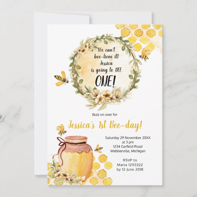 Blev första födelsedagarbjudande flicka inbjudningar (Framsida)