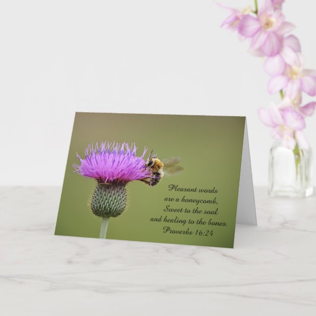 Blev på Thistle Thinking of you card with Scriptur Kort (Orkide)