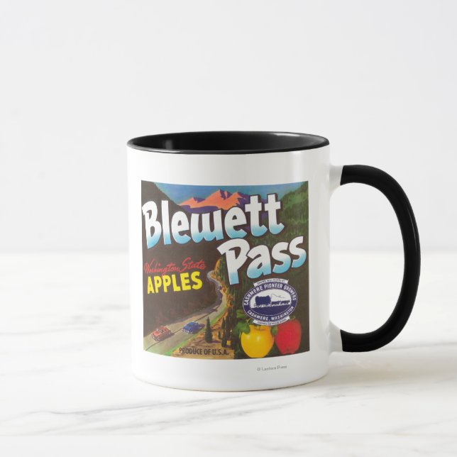 Blewett Pass Apple Label - Cashmere, WA Mugg (Höger)
