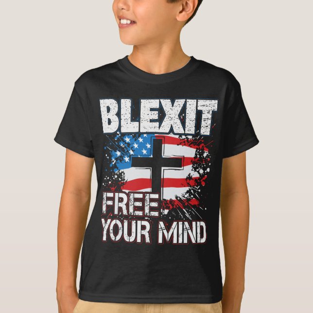 Blexit Free Your Mind American Flagga and Kor T Shirt (Framsida)