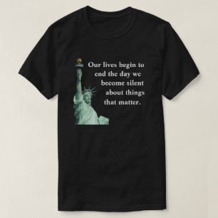 Bli aldrig tyst om sak. t shirt