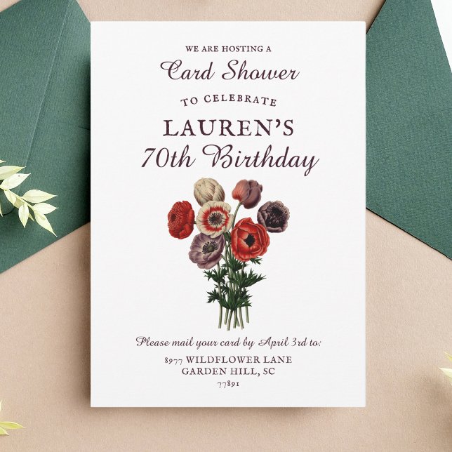 Bli Bouquet Shower med post 70:e födelsedag Inbjudningar (Skapare uppladdad)