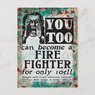 Bli brandman - Rolig Vintage-annons Vykort