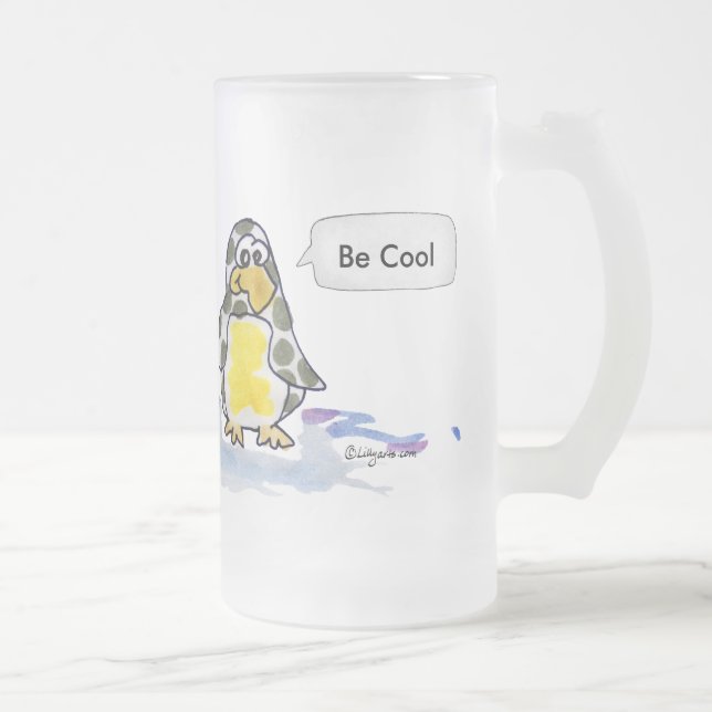 Bli Coola Tecknad Penguiner Frostat glas Mugg (Höger)