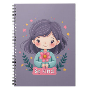 Bli cute Girl med Flower Positive Art Anteckningsbok