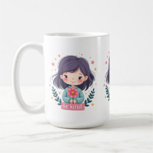 Bli cute Girl med Flower Positive Art Kaffemugg