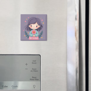 Bli cute Girl med Flower Positive Art Magnet