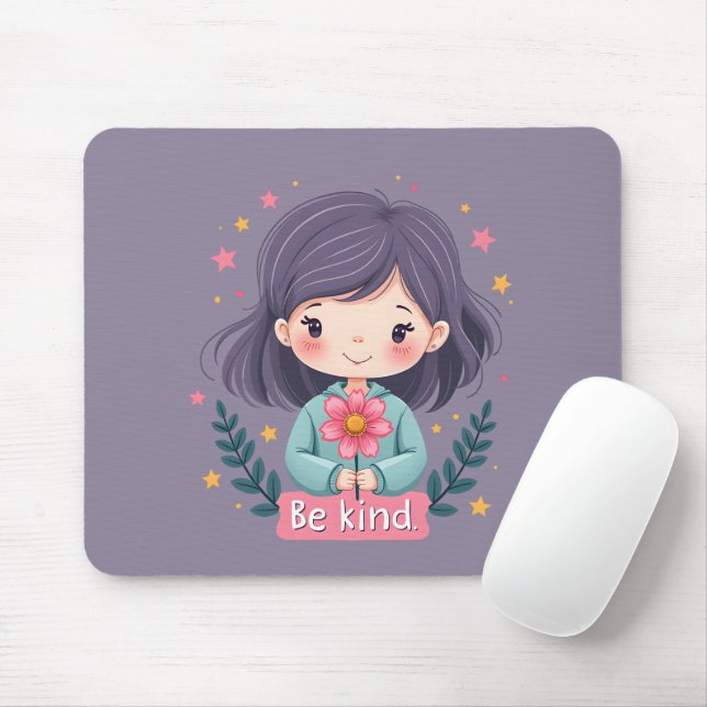 Bli cute Girl med Flower Positive Art Musmatta (Med mus)