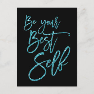 Bli din bästa självmotivation, svart citat vykort