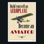 Bli en agent poster<br><div class="desc">Gamla mode-poster, med 1920 års Pietenpol Luft Camper-flygplan</div>