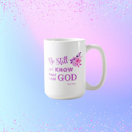 Bli fortfarande kristen blommigt för Lila Rosa Kaffemugg