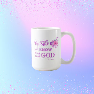 Bli fortfarande kristen blommigt för Lila Rosa Kaffemugg
