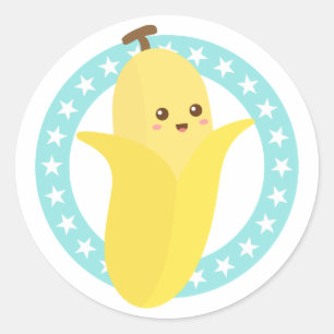 Bli galen med söta bananer runt klistermärke