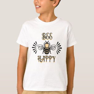 Bli Glad Vintage Färger Honungsbi T Shirt