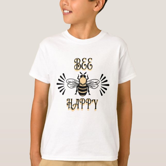 Bli Glad | Vintage Färger Honungsbi T Shirt (Framsida)
