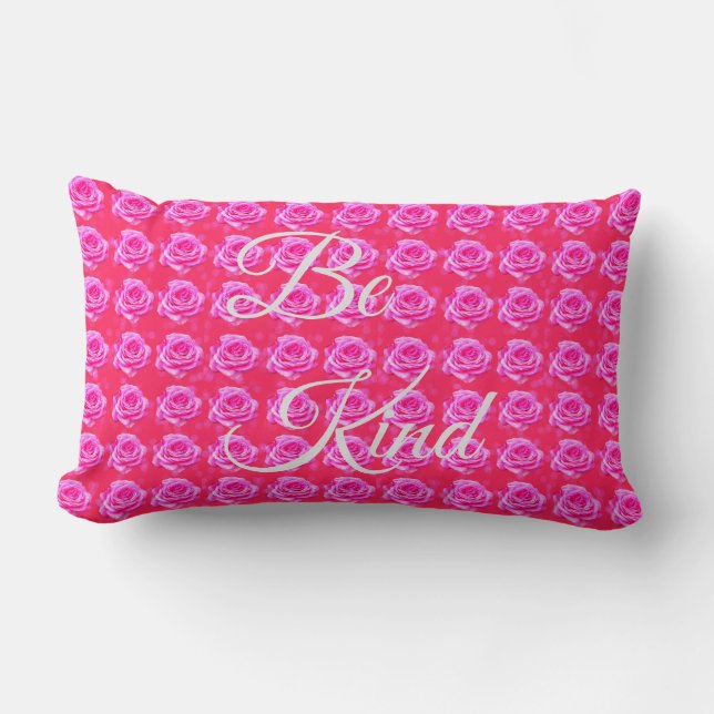 Bli god Rosa ros-design. Lumbarkudde (Framsida)