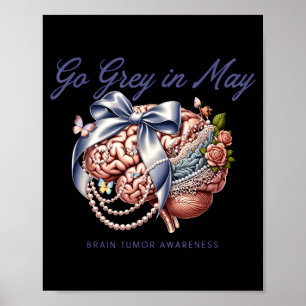 Bli grå i maj hjärntumör medvetenhet blomsterbåge poster