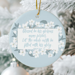 Bli hans Namn Psalm Christian Verse Söt Julgransprydnad Keramik