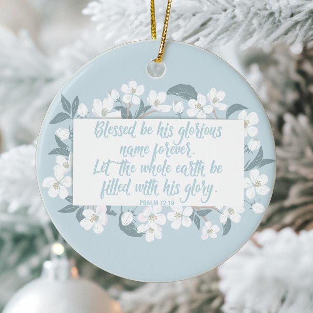 Bli hans Namn Psalm Christian Verse Söt Julgransprydnad Keramik (Skapare uppladdad)