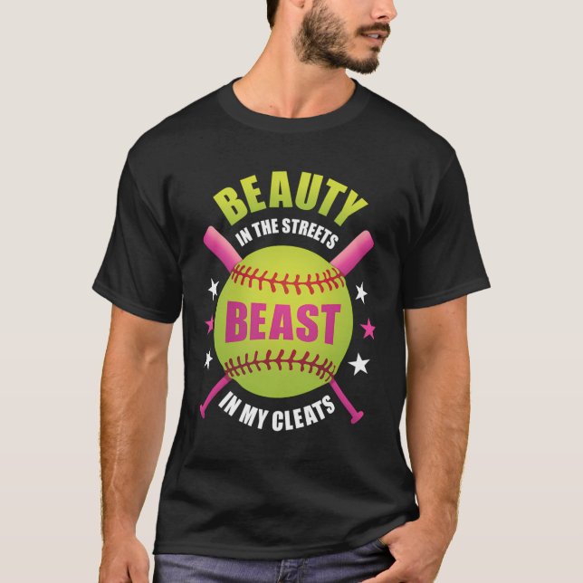 Bli i Beasten Streets i min Cleats Softball T Shirt (Framsida)