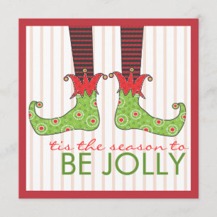 Bli Jolly Roligt Elf Feet Helgdag jul Party Inbjudningar