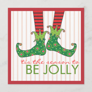 Bli Jolly Roligt Elf Feet Helgdag jul Party Inbjudningar