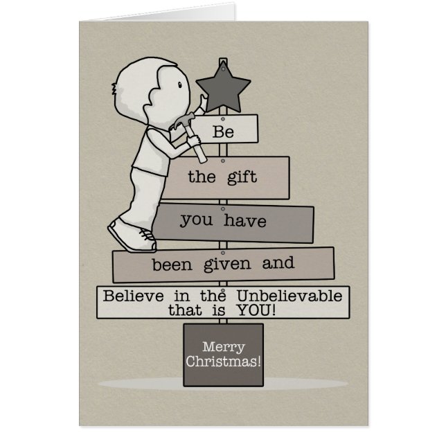 Bli Julgran (Tan) Hälsningskort (Framsidan)