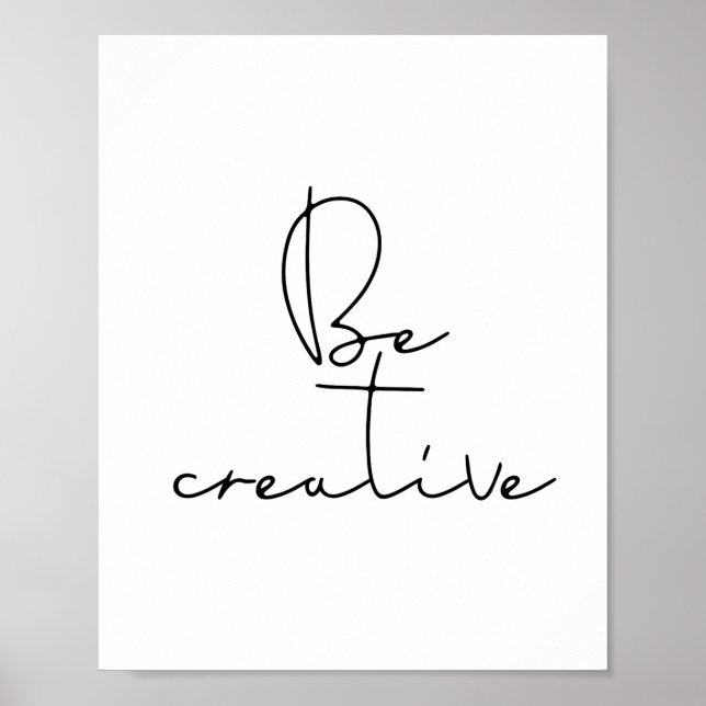 Bli kreativets svarta teckensnitt poster (Framsidan)