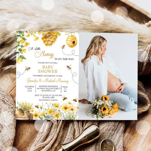 Bli lite honung är på väg Baby Shower Inbjudningar (Skapare uppladdad)