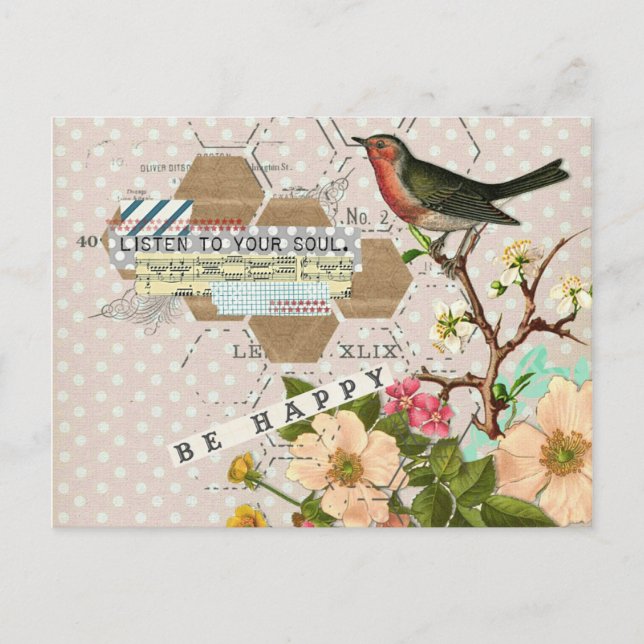 Bli Lycklig Digital Collage Vykort (Framsida)