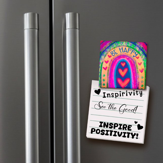 Bli Lycklig Rainbow Inspiritivity Trendig Colorful Magnet (Skapare uppladdad)
