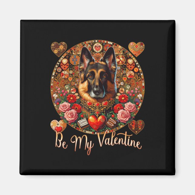 Bli min Alla hjärtans Hund, rödhjärtdag - tyska S Magnet (Framsidan)