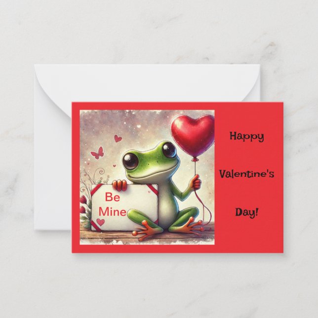 "Bli min" Cute Frog Valentine Anteckningskort (Framsida)