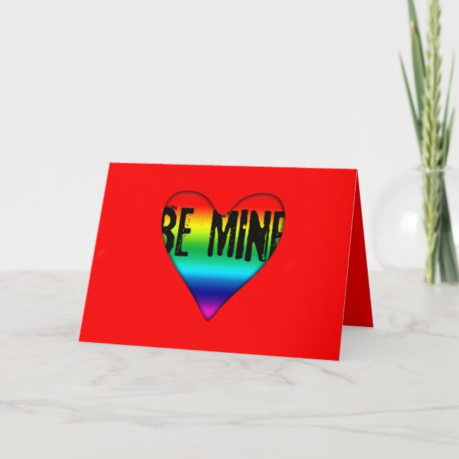 Bli min Gay Rainbow Kärlek Valentine hälsning Helgkort (Framsida)