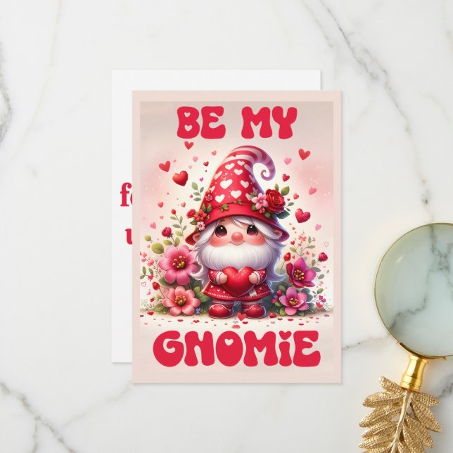 Bli min Gnomie - Alla hjärtans dagskort Tack Kort (Fram/Back In Situ)