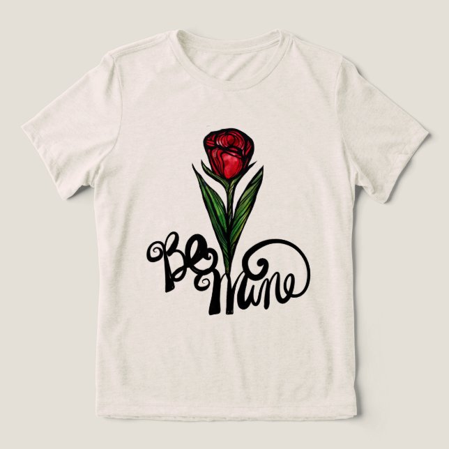 Bli min Röd ros Valentine T Shirt (Design Framsida)