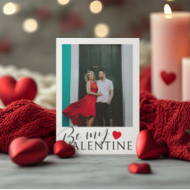 Bli min Valentine Black, vit, rött hjärta och foto Julkort